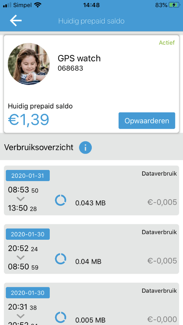 one2track app opwaardeermodule